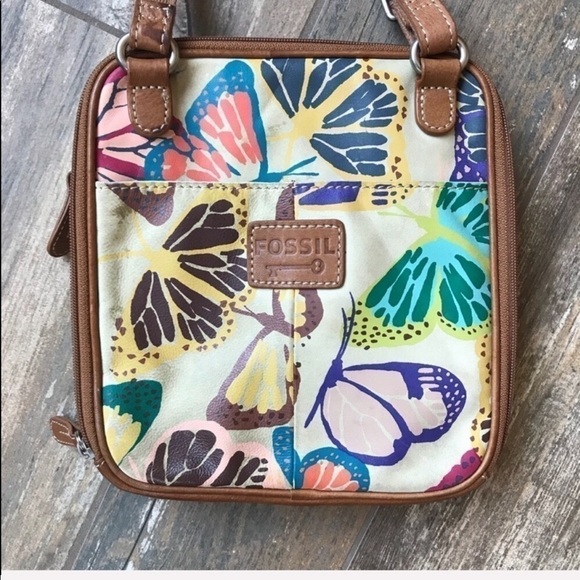 FOSSIL adjustable multi pocket iPad crossbody purse bag - Picture 8 of 10